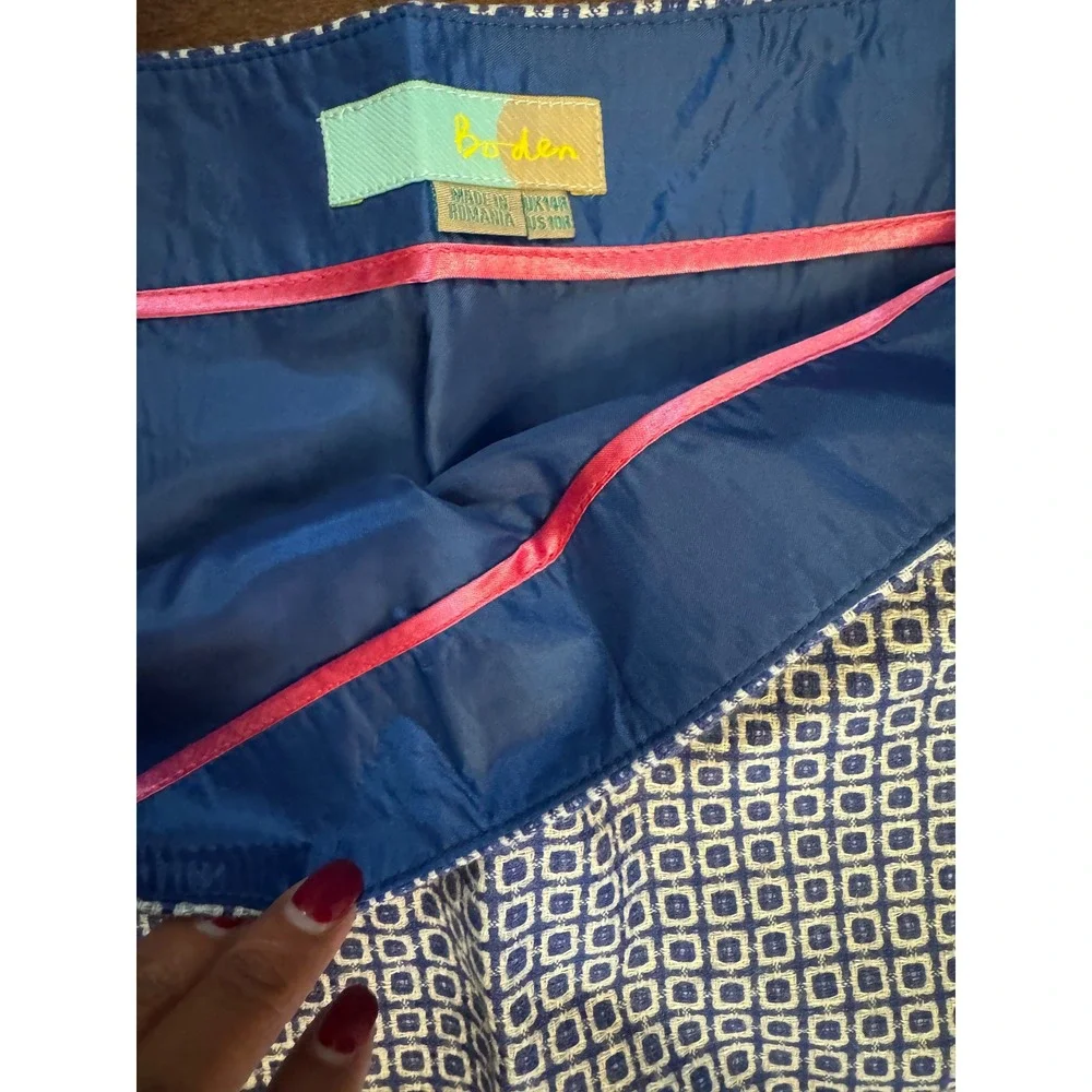 BODEN Women's Blue British Wool Printed Skirt Blue WG473 US‎ 10R $110 NWT
